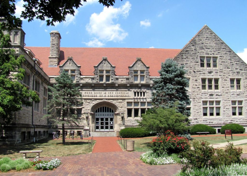 Indiana University application essay; collegeadvisor.com image: a photo of a stone building on Indiana University's campus.