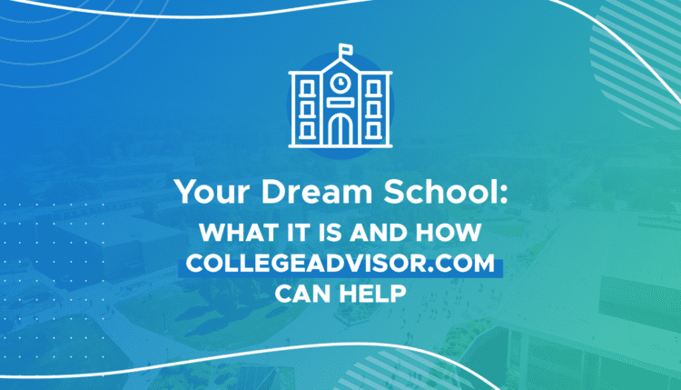 Dream school; collegeadvisor.com image: text "Your Dream School: What it is and How CollegeAdvisor.com Can Help" with graphic of a school building