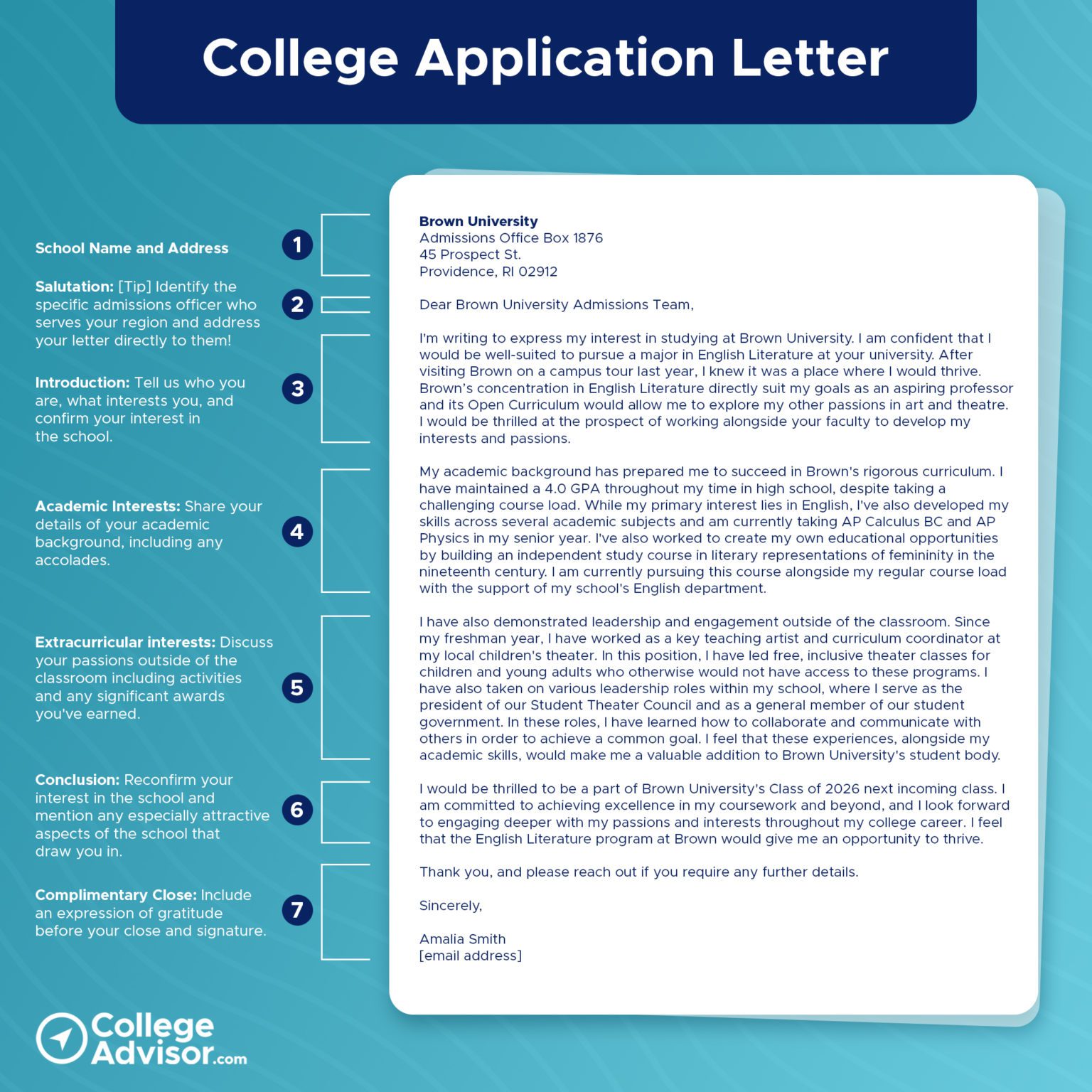 college application cover letter example