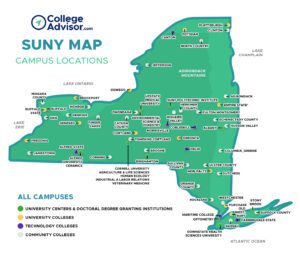 Best Universities in New York - SUNY Schools Map 300x255