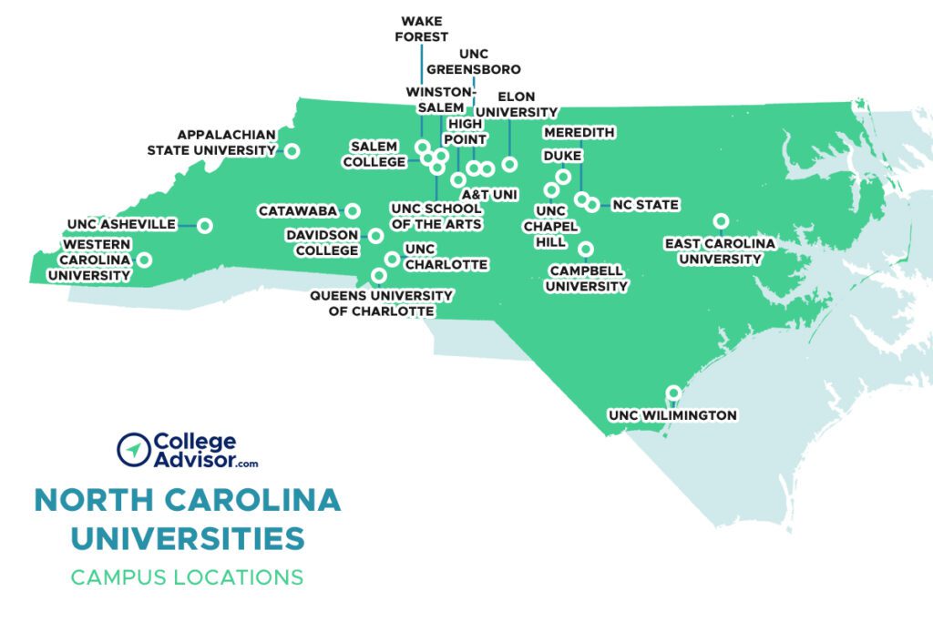 college in north carolina map