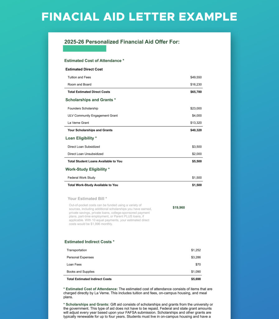 financial aid award letter